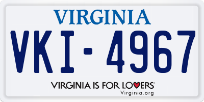VA license plate VKI4967