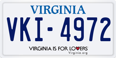 VA license plate VKI4972