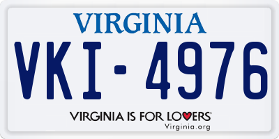 VA license plate VKI4976