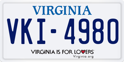 VA license plate VKI4980