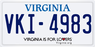 VA license plate VKI4983