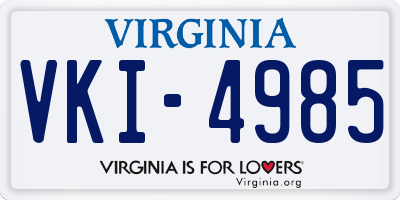 VA license plate VKI4985