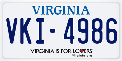 VA license plate VKI4986