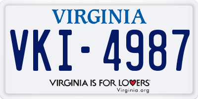 VA license plate VKI4987