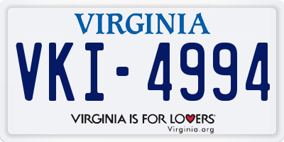 VA license plate VKI4994