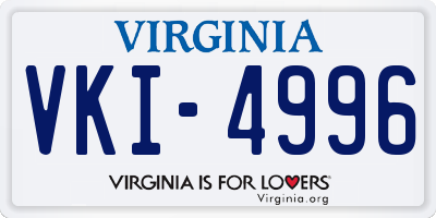 VA license plate VKI4996