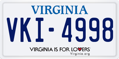 VA license plate VKI4998