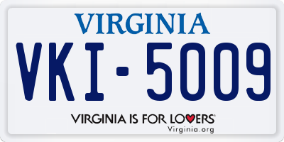 VA license plate VKI5009