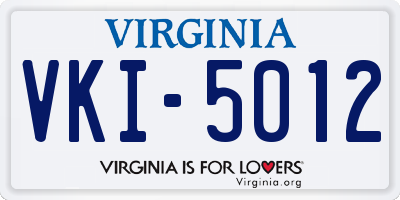 VA license plate VKI5012