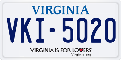 VA license plate VKI5020