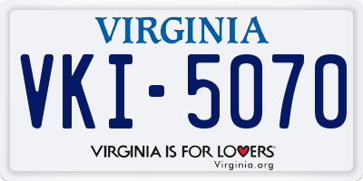 VA license plate VKI5070