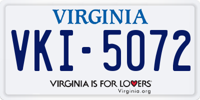 VA license plate VKI5072
