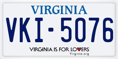 VA license plate VKI5076