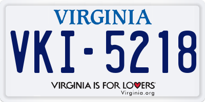 VA license plate VKI5218
