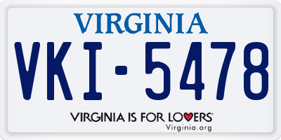 VA license plate VKI5478