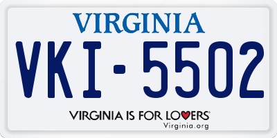 VA license plate VKI5502