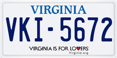 VA license plate VKI5672