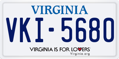 VA license plate VKI5680