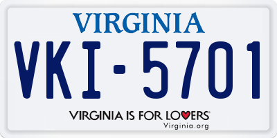 VA license plate VKI5701