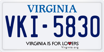 VA license plate VKI5830