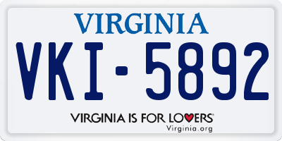 VA license plate VKI5892