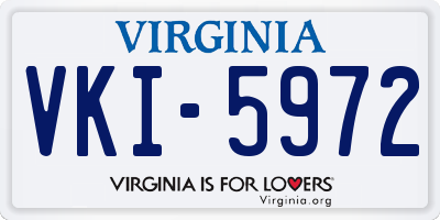 VA license plate VKI5972