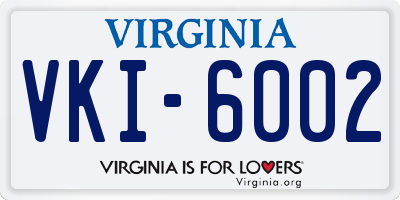 VA license plate VKI6002