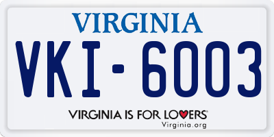 VA license plate VKI6003