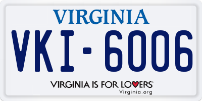 VA license plate VKI6006