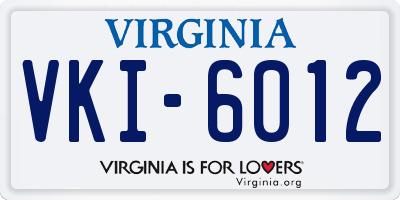 VA license plate VKI6012