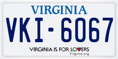 VA license plate VKI6067