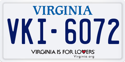 VA license plate VKI6072