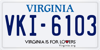 VA license plate VKI6103
