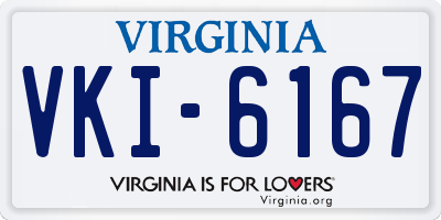 VA license plate VKI6167