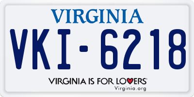 VA license plate VKI6218