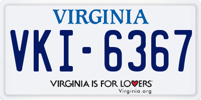 VA license plate VKI6367