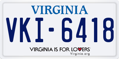 VA license plate VKI6418