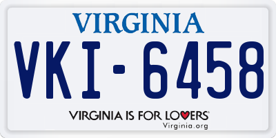 VA license plate VKI6458