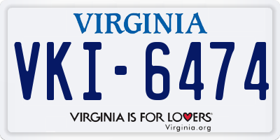 VA license plate VKI6474