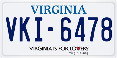 VA license plate VKI6478
