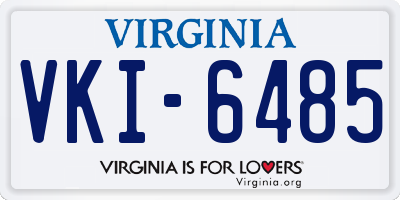 VA license plate VKI6485