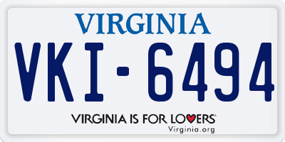 VA license plate VKI6494