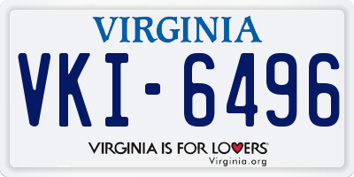 VA license plate VKI6496