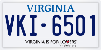 VA license plate VKI6501