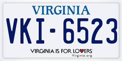 VA license plate VKI6523