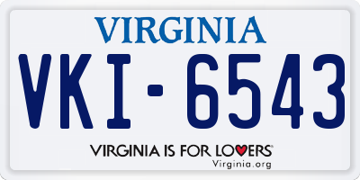 VA license plate VKI6543