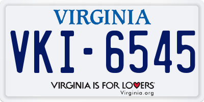VA license plate VKI6545