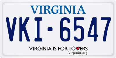 VA license plate VKI6547