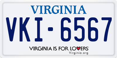 VA license plate VKI6567