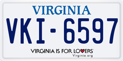 VA license plate VKI6597